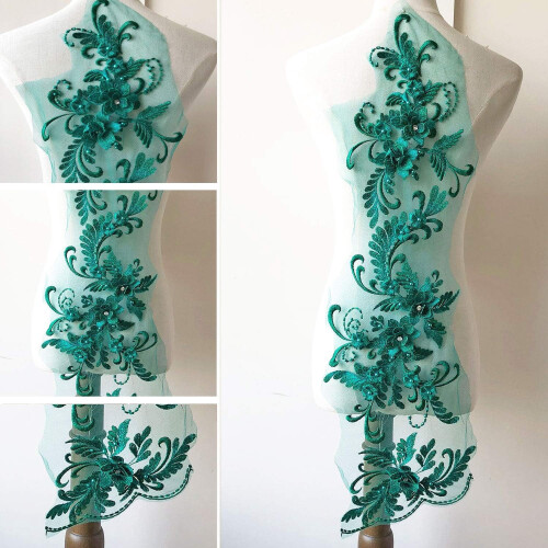Parche de aplique de encaje floral con cuentas Emerald3D