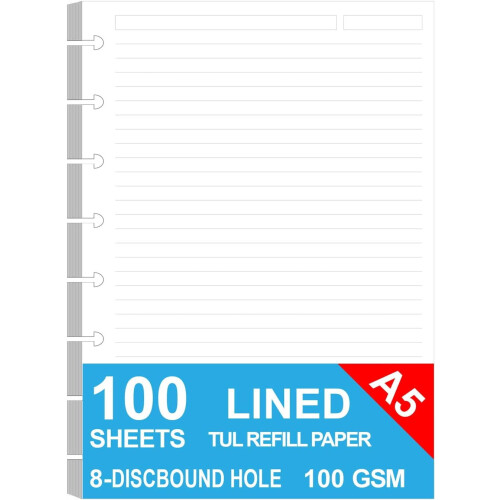 Nachfüllpapier für Discbound-Bindung, Juniorgröße, 8 Discs, 100 Blatt