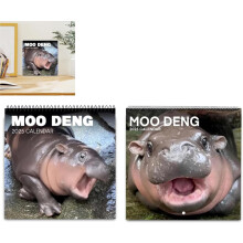 Calendrier Moo Deng Hippopotame Pygmée Mural ou de Table 12 mois