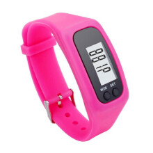 Digital LCD Pedometer Watch with Leather Band 20mm