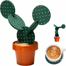 Ensemble à boissons Giyblacko Cactus avec support pour pot de fleurs (6 pièces)