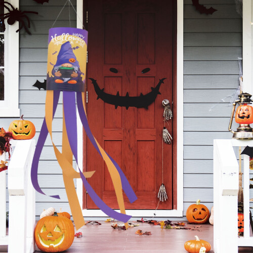 Σημαία κολοκύθας με άνεμο για το Halloween, διακόσμηση αυλής με φάντασμα και κολοκύθα 2