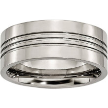 Titanarmband mit Rillen, 9 mm, poliert