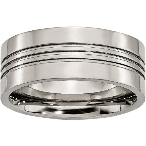 Anillo de titanio ranurado de 9 mm pulido
