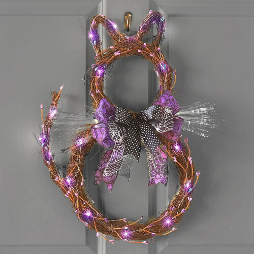 Sort kattedørophæng udendørs Halloween LED-dekoration