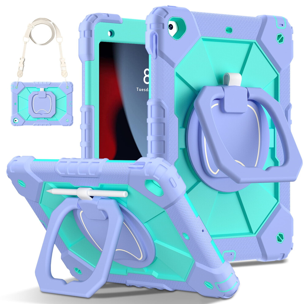 Ipad 10.2 Inch Shockproof Rotating Stand Case With Straps 354484020949