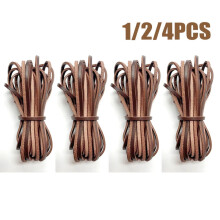 Cordon tressé en cuir de vachette 3 mm marron foncé 1/2/4 yards
