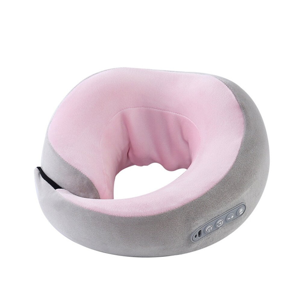 U-shaped memory foam neck pillow with heat and vibration