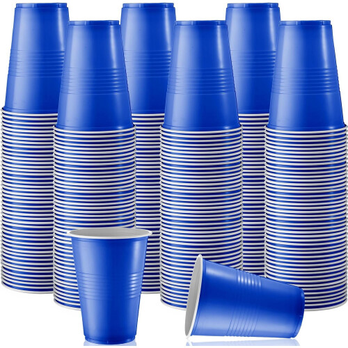 Plastikbecher, 16 oz, Dunkelblau, 144 Stück