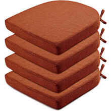 Coussins de chaise de salle à manger avec attaches, lot de 4, 40 x 40 x 5 cm, orange