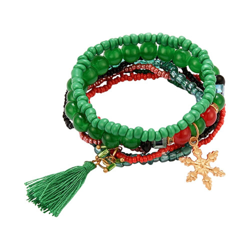 Boho-Schneeflocken-Glöckchenarmband mit Reisperlen 1