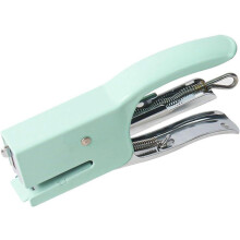 Grapadora metálica de mano, calibre 10, color verde menta.