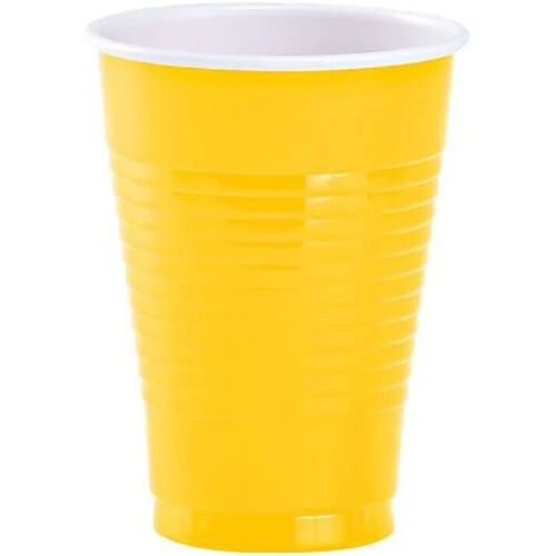 Copos amarelos para festa, plástico resistente, 355 ml (12 oz)