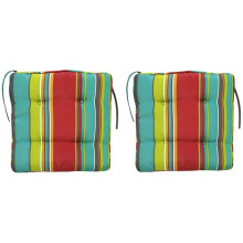 Ensemble de 4 coussins imperméables à rayures vertes pour chaises de salle à manger