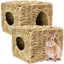 Faltbare, aus Gras geflochtene Kaninchenhütte für Kaninchen und Kleintiere