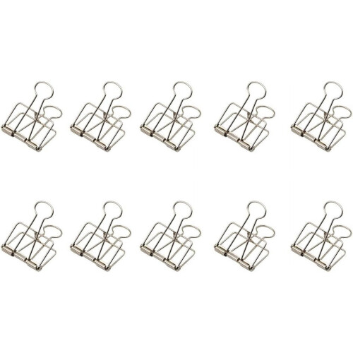 Retro-Metall-Binderclips, silber, klein, 10 Stück