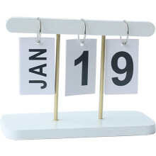 Calendario a fogli mobili in legno per scrivania, bianco, riutilizzabile