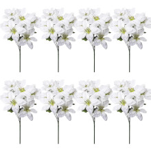 Arbustos artificiales de flor de Pascua blancos, 35 cm, paquete de 4