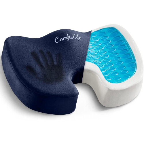 Cuscino per sedile in gel e memory foam, nero, 1 pezzo