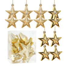 Décorations de Noël très populaires : pendentif pentagramme mat en plastique électroplaqué pour sapin de Noël