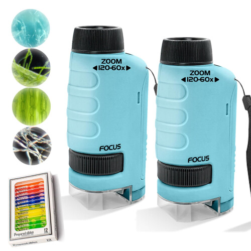 Microscópio portátil infantil para experimentos científicos (2 unidades)