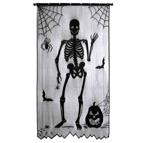 Cortina de porta com caveiras de Halloween para uso interno e externo. 1