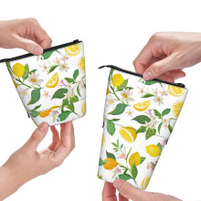 Estojo para lápis com estampa de flores de limão para estudantes (1 unidade)