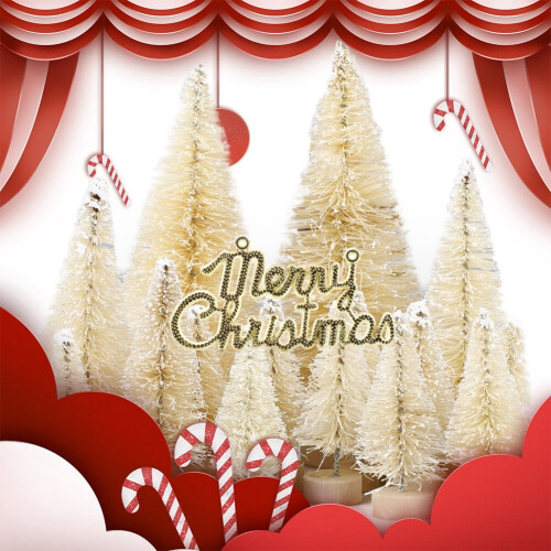 Mini Pine Trees Decoration Frosted Sisal 49 pcs 2