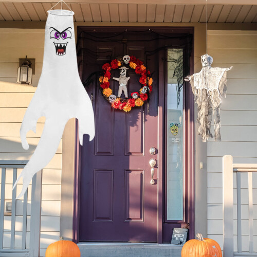 Halloween Skelett-Geist Windsack-Flaggen-Dekorationsset 2