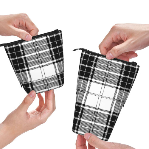 Trousse à crayons à carreaux noirs et blancs (1 pièce)