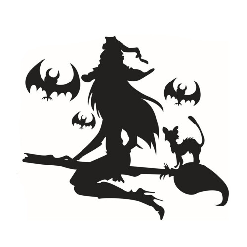 Αυτοκόλλητα τοίχου για το Halloween με μαύρη μάγισσα και διακόσμηση τοιχογραφίας 1