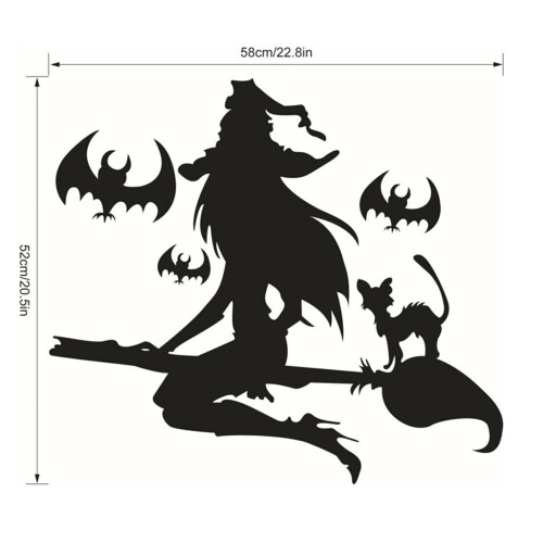 Αυτοκόλλητα τοίχου για το Halloween με μαύρη μάγισσα και διακόσμηση τοιχογραφίας 2