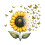 Sonnenblumen-Wandtattoos mit Schmetterlingsgarten-Design 2