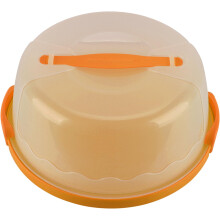 Round cake carrier with translucent dome 11.25 inch orange