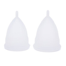 Conjunto de copas menstruales de silicona, grandes y pequeñas, 2 piezas