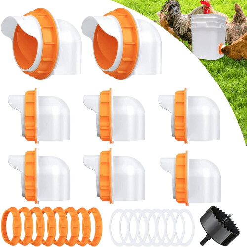 Automatic Poultry Feeder8-Port Weatherproof Orange