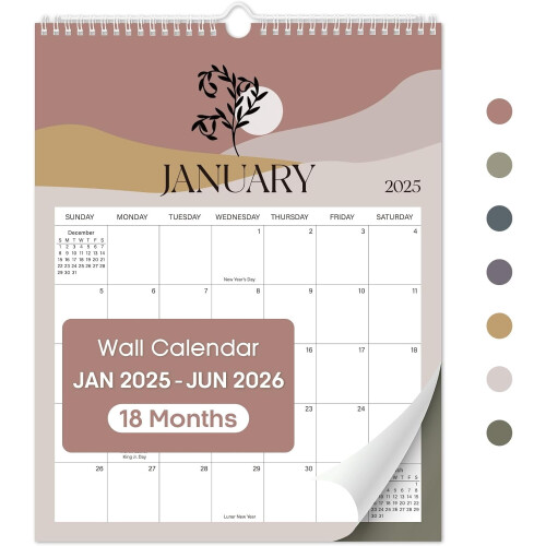 Calendario da parete a tema boho, 18 mesi, 37,3 x 29,2 cm.