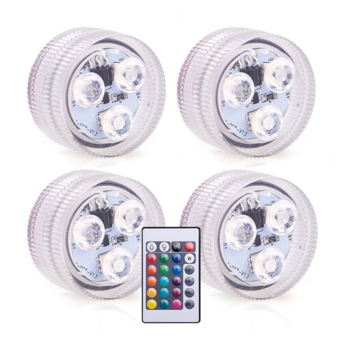 Lâmpada subaquática RGB com controle remoto e 3 LEDs.