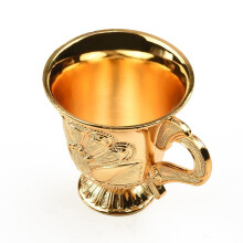 Verre à vin rétro en métal, 30 ml, anse dorée
