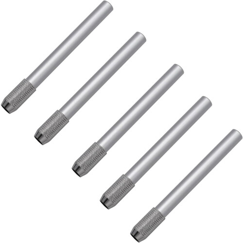 Extensor de lápis em alumínio prateado (5 peças)