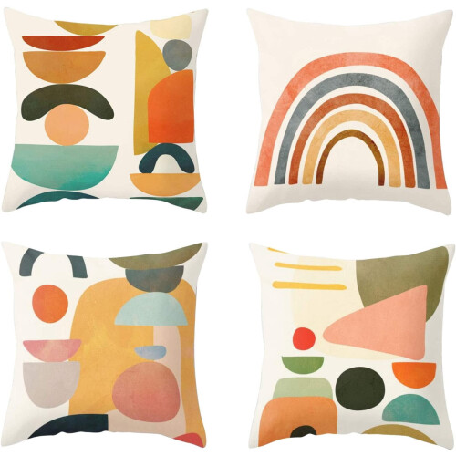 Μαξιλαροθήκες Boho Rainbow 18x18 ίντσες, συσκευασία των 4