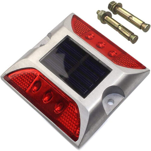 Luminárias solares de alumínio com 6 LEDs vermelhos para deck.