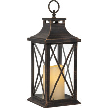 LED-kaarslantaarn zonder vlam, 14 inch, antiek koper