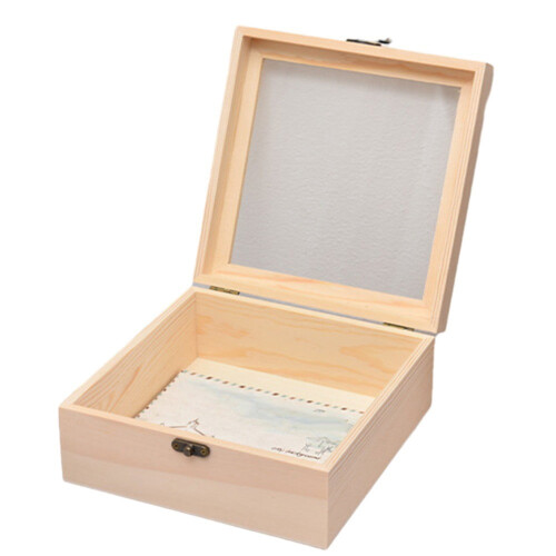 Wooden Gift Box with Hinged Lid Unfinished  Small