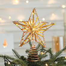 Étoile métallique décorative pour sapin de Noël, paillettes 3D, 25 x 20 x 3 cm