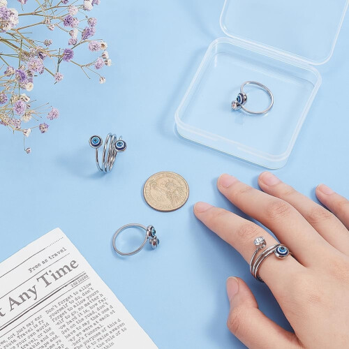 Bagues de phalange à œillet en acier inoxydable avec strass 2