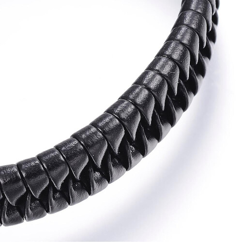Bráisléad Corda Braidithe Inchoigeartaithe Leathar PU Dubh 51mm 2
