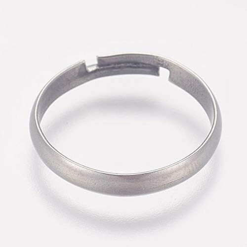 Verstellbare Ringfassung aus Edelstahl, silberfarben, Größe 7 2
