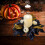 Halloween artificial rose candle ring wreath black maple 2