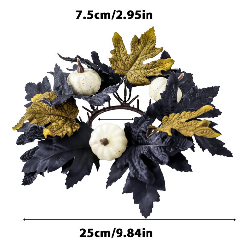 Halloween artificial rose candle ring wreath black maple 2